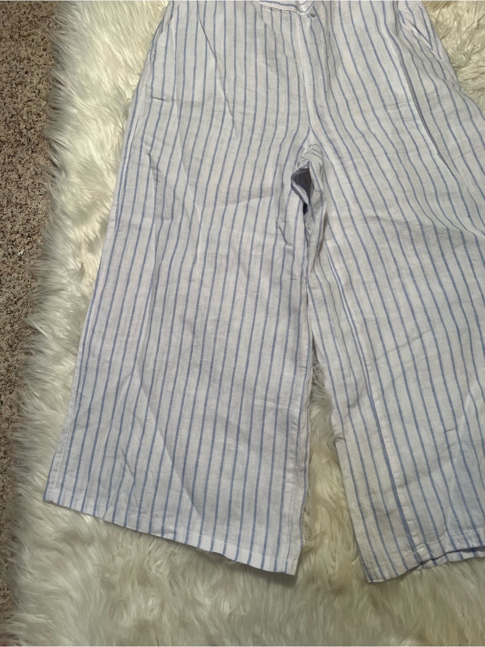 Martha Stewart Collection Women's Size Large Pull On Wide Leg Pant White Blue - Picture 4 of 9